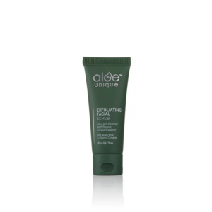 Aloe Unique Mini Exfoliating Facial Scrub – 20ml scrub with natural walnut particles and Aloe Ferox for smooth skin- vegan